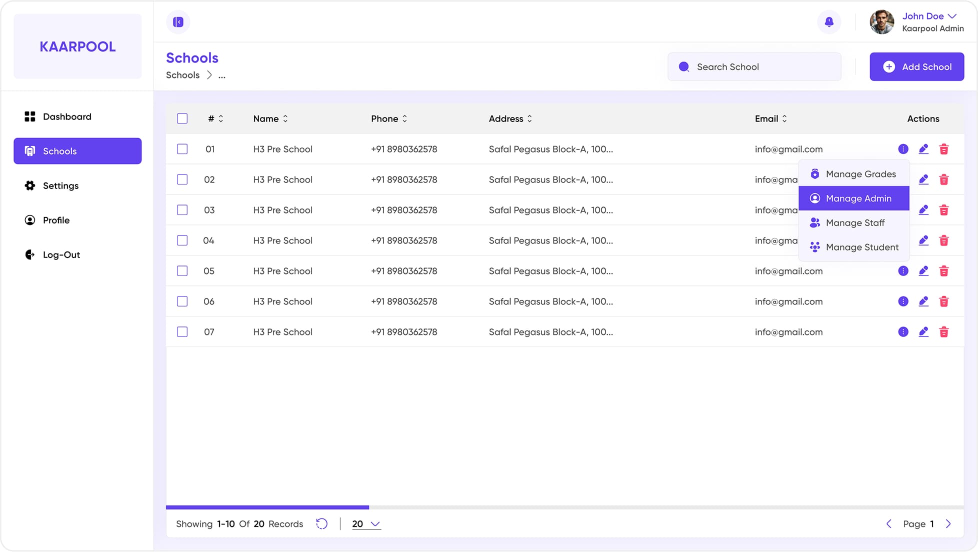 kaarpool admin panel 2